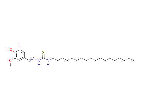 Molecular Structure of 6958-25-4 (2-[(E)-(3-iodo-5-methoxy-4-oxocyclohexa-2,5-dien-1-ylidene)methyl]-N-octadecylhydrazinecarbothioamide)