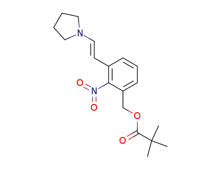 Molecular Structure of 1026131-79-2 (2,2-Dimethyl-propionic acid 2-nitro-3-((E)-2-pyrrolidin-1-yl-vinyl)-benzyl ester)