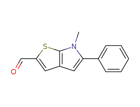Molecular Structure of 61254-94-2 (6H-Thieno[2,3-b]pyrrole-2-carboxaldehyde, 6-methyl-5-phenyl-)