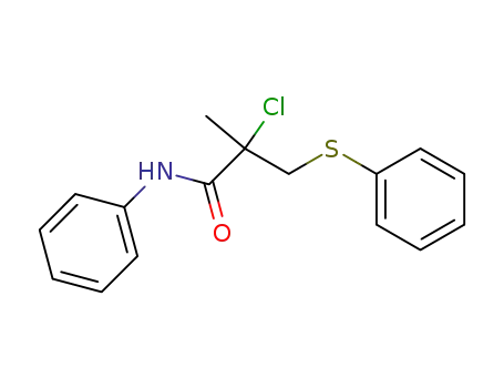Molecular Structure of 50477-95-7 (Propanamide, 2-chloro-2-methyl-N-phenyl-3-(phenylthio)-)