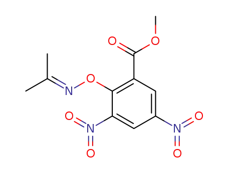 Molecular Structure of 13180-91-1 (Benzoic acid, 2-[[(1-methylethylidene)amino]oxy]-3,5-dinitro-, methyl
ester)