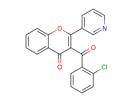 Molecular Structure of 66033-68-9 (4H-1-Benzopyran-4-one, 3-(2-chlorobenzoyl)-2-(3-pyridinyl)-)