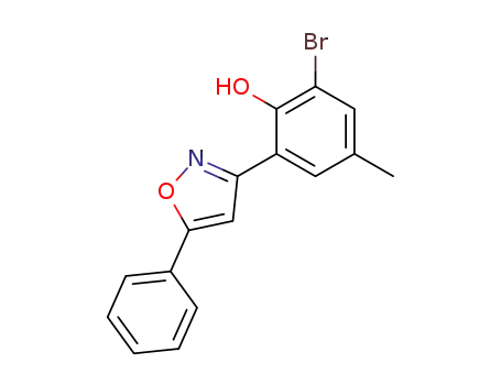 Molecular Structure of 29976-90-7 (Phenol, 2-bromo-4-methyl-6-(5-phenyl-3-isoxazolyl)-)