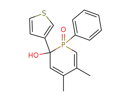 Molecular Structure of 56569-35-8 (4,5-dimethyl-1-oxo-1-phenyl-2-thiophen-3-yl-1,2-dihydro-1λ<sup>5</sup>-phosphinin-2-ol)