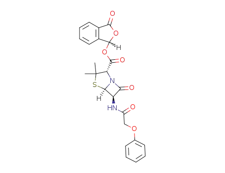 Molecular Structure of 60158-36-3 (6β-(2-phenoxy-acetylamino)-penicillanic acid (Ξ)-3-oxo-1,3-dihydro-isobenzofuran-1-yl ester)
