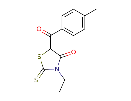Molecular Structure of 39853-17-3 (3-ethyl-5-(4-methyl-benzoyl)-2-thioxo-thiazolidin-4-one)