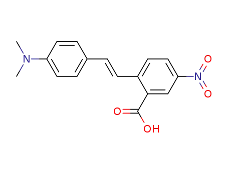 Molecular Structure of 61599-54-0 (Benzoic acid, 2-[2-[4-(dimethylamino)phenyl]ethenyl]-5-nitro-, (E)-)