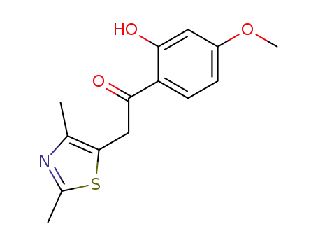 Molecular Structure of 61928-47-0 (Ethanone, 2-(2,4-dimethyl-5-thiazolyl)-1-(2-hydroxy-4-methoxyphenyl)-)