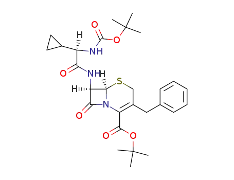 (6<i>R</i>)-3-benzyl-7<i>t</i>-((<i>R</i>)-2-<i>tert</i>-butoxycarbonylamino-2-cyclopropyl-acetylamino)-8-oxo-(6<i>r</i><i>H</i>)-5-thia-1-aza-bicyclo[4.2.0]oct-2-ene-2-carboxylic acid <i>tert</i>-butyl ester
