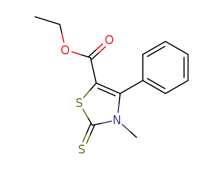 Molecular Structure of 41126-47-0 (3-methyl-4-phenyl-2-thioxo-2,3-dihydro-thiazole-5-carboxylic acid ethyl ester)