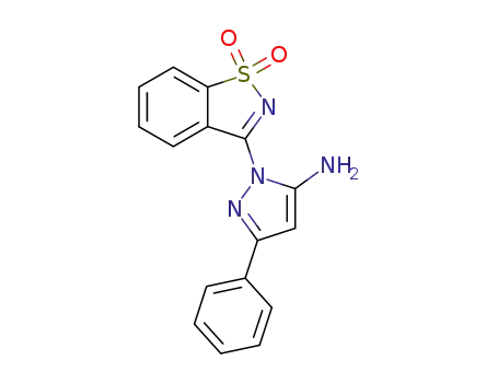 2-(1,1-dioxo-1<i>H</i>-1λ<sup>6</sup>-benzo[<i>d</i>]isothiazol-3-yl)-5-phenyl-2<i>H</i>-pyrazol-3-ylamine