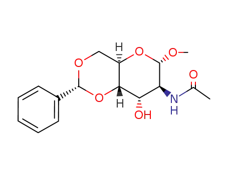 Molecular Structure of 17327-07-0 (1-O-Methyl-2-(acetylamino)-4-O,6-O-benzylidene-2-deoxy-α-D-altropyranose)