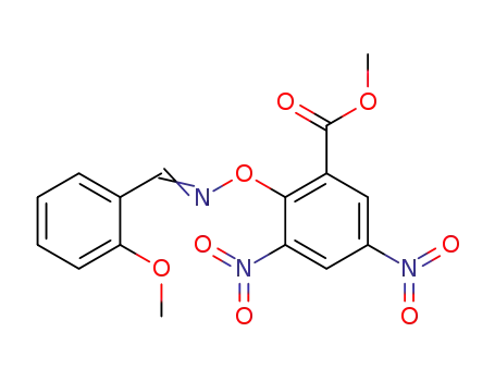 Molecular Structure of 13180-90-0 (Benzoic acid, 2-[[[(2-methoxyphenyl)methylene]amino]oxy]-3,5-dinitro-,
methyl ester)