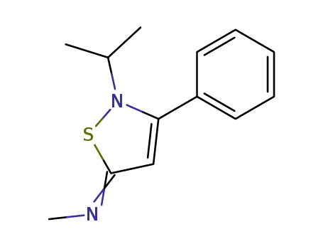 Molecular Structure of 62398-74-7 (Methanamine, N-[2-(1-methylethyl)-3-phenyl-5(2H)-isothiazolylidene]-)