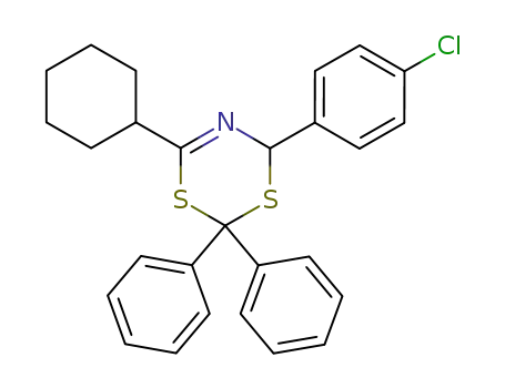 Molecular Structure of 62925-40-0 (4H-1,3,5-Dithiazine, 4-(4-chlorophenyl)-6-cyclohexyl-2,2-diphenyl-)
