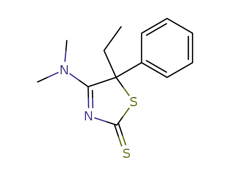 Molecular Structure of 64276-83-1 (2(5H)-Thiazolethione, 4-(dimethylamino)-5-ethyl-5-phenyl-)