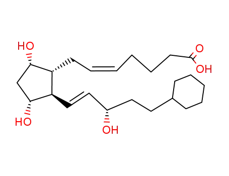Molecular Structure of 55443-02-2 (5-Heptenoic acid,7-[(1R,2R,3R,5S)-2-[(1E,3S)-5-cyclohexyl-3-hydroxy-1-penten-1-yl]-3,5-dihydroxycyclopentyl]-,(5Z)-)