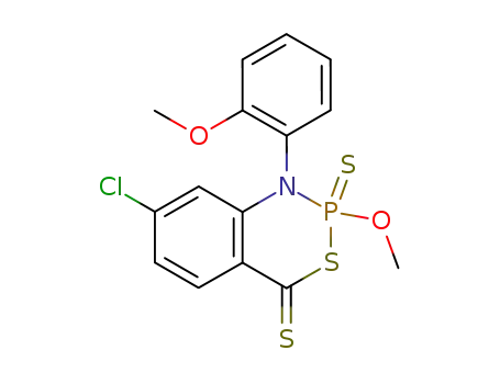 7-chloro-2-methoxy-1-(2-methoxy-phenyl)-2-thioxo-1,2-dihydro-2λ<sup>5</sup>-benzo[<i>d</i>][1,3,2]thiazaphosphinine-4-thione