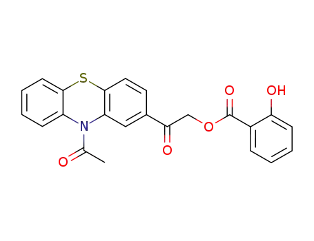 Molecular Structure of 58754-56-6 (2-hydroxy-benzoic acid 2-(10-acetyl-10<i>H</i>-phenothiazin-2-yl)-2-oxo-ethyl ester)