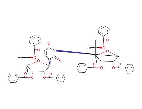 Molecular Structure of 76821-32-4 (1,3-bis(2,3,5-tri-O-benzoyl-6-deoxy-α-L-talofuranosyl)uracil)