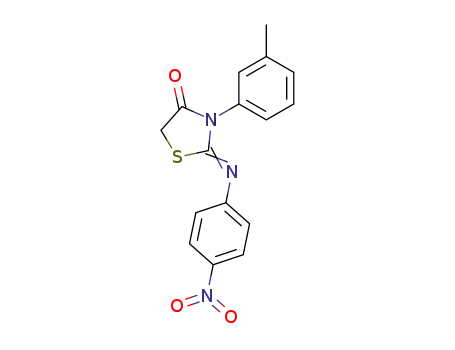 Molecular Structure of 57628-36-1 (2-(4-nitro-phenylimino)-3-<i>m</i>-tolyl-thiazolidin-4-one)