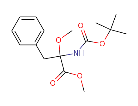 Molecular Structure of 63096-04-8 (Phenylalanine, N-[(1,1-dimethylethoxy)carbonyl]-a-methoxy-, methyl
ester)