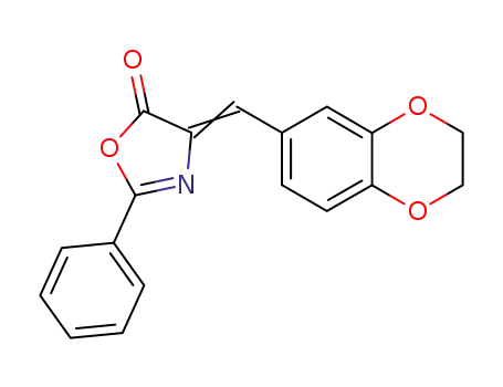 Molecular Structure of 109565-39-1 (4-(2,3-dihydro-1,4-benzodioxin-6-ylmethylene)-2-phenyl-1,3-oxazol-5(4H)-one)