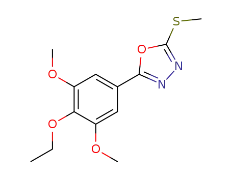 Molecular Structure of 63698-73-7 (1,3,4-Oxadiazole, 2-(4-ethoxy-3,5-dimethoxyphenyl)-5-(methylthio)-)