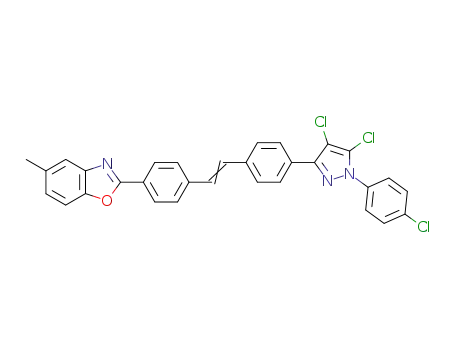 Molecular Structure of 71943-94-7 (2-(4-{4-[4,5-dichloro-1-(4-chloro-phenyl)-1<i>H</i>-pyrazol-3-yl]-styryl}-phenyl)-5-methyl-benzooxazole)