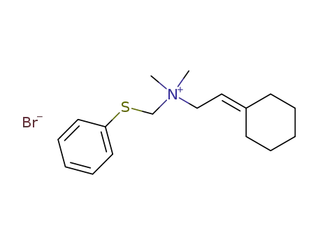 Molecular Structure of 62142-32-9 (Ethanaminium, 2-cyclohexylidene-N,N-dimethyl-N-[(phenylthio)methyl]-,
bromide)