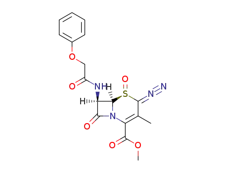 (6<i>R</i>)-4-diazo-3-methyl-5<i>t</i>,8-dioxo-7<i>t</i>-(2-phenoxy-acetylamino)-(6<i>r</i><i>H</i>)-5λ<sup>4</sup>-thia-1-aza-bicyclo[4.2.0]oct-2-ene-2-carboxylic acid methyl ester