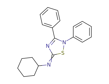 Molecular Structure of 70375-49-4 (Cyclohexanamine, N-(2,3-diphenyl-1,2,4-thiadiazol-5(2H)-ylidene)-)