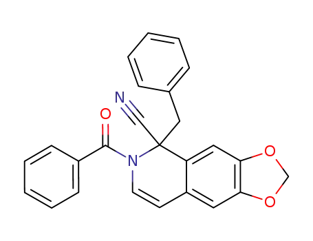 6-benzoyl-5-benzyl-5,6-dihydro-[1,3]dioxolo[4,5-<i>g</i>]isoquinoline-5-carbonitrile