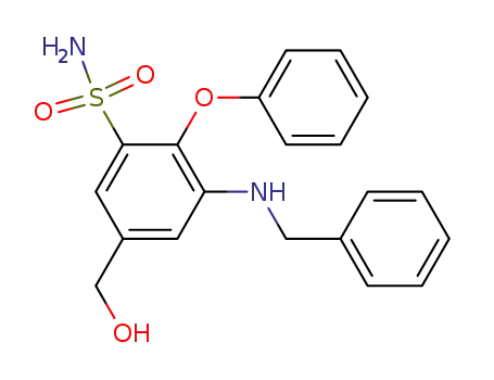 Molecular Structure of 62273-37-4 (Benzenesulfonamide,
5-(hydroxymethyl)-2-phenoxy-3-[(phenylmethyl)amino]-)