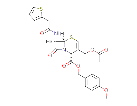 (6<i>R</i>)-3-acetoxymethyl-8-oxo-7<i>t</i>-(2-thiophen-2-yl-acetylamino)-(6<i>r</i><i>H</i>)-5-thia-1-aza-bicyclo[4.2.0]oct-3-ene-2<i>c</i>-carboxylic acid 4-methoxy-benzyl ester