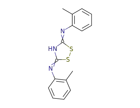 Molecular Structure of 83772-95-6 (3H-1,2,4-Dithiazol-5-amine,
N-(2-methylphenyl)-3-[(2-methylphenyl)imino]-)