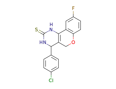 Molecular Structure of 880085-12-1 (2H-[1]Benzopyrano[4,3-d]pyrimidine-2-thione,
4-(4-chlorophenyl)-9-fluoro-1,3,4,5-tetrahydro-)