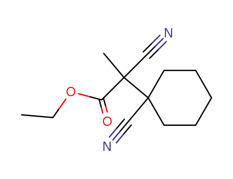 Molecular Structure of 2103-37-9 (2-cyano-2-(1-cyano-cyclohexyl)-propionic acid ethyl ester)