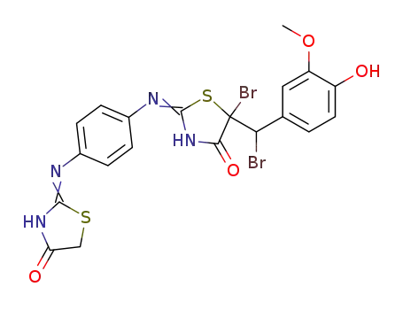 5-bromo-5-[bromo-(4-hydroxy-3-methoxy-phenyl)-methyl]-2,2'-<i>p</i>-phenylenediamino-bis-thiazol-4-one