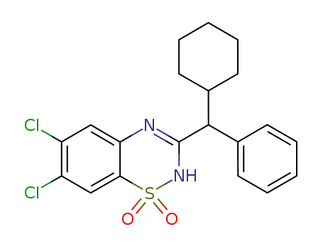 6,7-dichloro-3-(cyclohexyl-phenyl-methyl)-2<sup>(4)</sup><i>H</i>-benzo[1,2,4]thiadiazine 1,1-dioxide