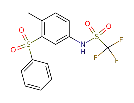 Molecular Structure of 62677-30-9 (Methanesulfonamide,
1,1,1-trifluoro-N-[4-methyl-3-(phenylsulfonyl)phenyl]-)