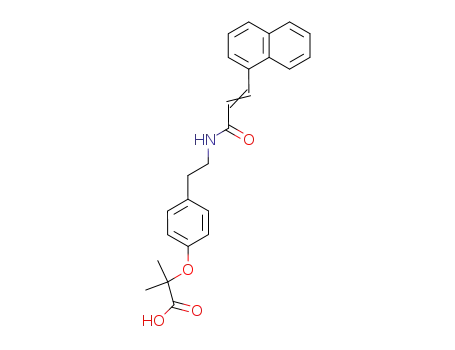 Molecular Structure of 63293-73-2 (Propanoic acid,
2-methyl-2-[4-[2-[[3-(1-naphthalenyl)-1-oxo-2-propenyl]amino]ethyl]phen
oxy]-)