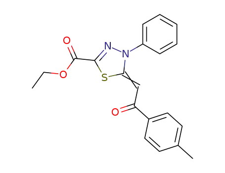 5-(2-oxo-2-<i>p</i>-tolyl-ethylidene)-4-phenyl-4,5-dihydro-[1,3,4]thiadiazole-2-carboxylic acid ethyl ester