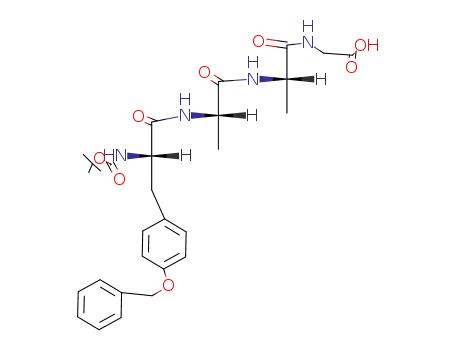 Molecular Structure of 62570-91-6 (Glycine,
N-[N-[N-[N-[(1,1-dimethylethoxy)carbonyl]-O-(phenylmethyl)-L-tyrosyl]-L-
alanyl]-L-alanyl]-)