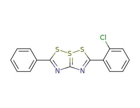 Molecular Structure of 17280-71-6 (2-(2-chlorophenyl)-6-phenyl-4lambda~4~-[1,2,4]dithiazolo[5,1-e][1,2,4]dithiazole)