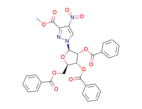1-((2R,3R,4R,5R)-3,4-Bis-benzoyloxy-5-benzoyloxymethyl-tetrahydro-furan-2-yl)-4-nitro-1H-pyrazole-3-carboxylic acid methyl ester
