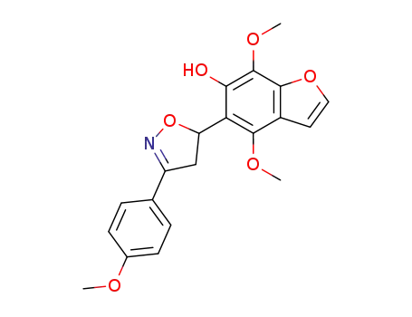Molecular Structure of 61340-57-6 (6-Benzofuranol,
5-[4,5-dihydro-3-(4-methoxyphenyl)-5-isoxazolyl]-4,7-dimethoxy-)