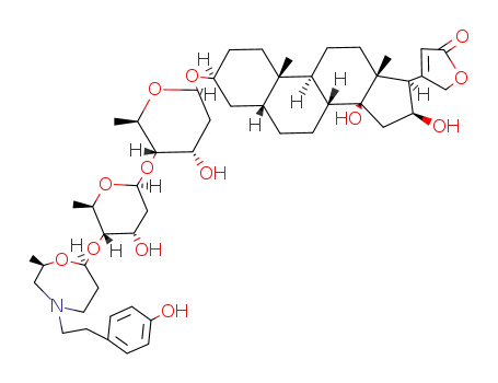 14,16β-dihydroxy-3β-(<i>O</i><sup>4</sup>-{<i>O</i><sup>4</sup>-[(7<i>S</i>)-4-(4-hydroxy-phenethyl)-2<i>c</i>-methyl-[1,4]oxazepan-7<i>r</i>-yl]-β-<i>D</i>-<i>ribo</i>-2,6-dideoxy-hexopyranosyl}-β-<i>D</i>-<i>ribo</i>-2,6-dideoxy-hexopyranosyloxy)-(5β,14β)-card-20(22)-enolide