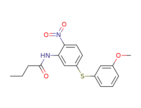 Molecular Structure of 63471-00-1 (Butanamide, N-[5-[(3-methoxyphenyl)thio]-2-nitrophenyl]-)