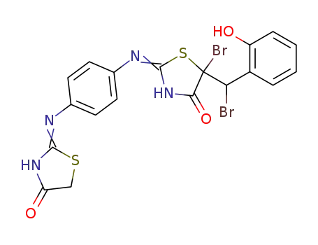 5-bromo-5-[bromo-(2-hydroxy-phenyl)-methyl]-2,2'-<i>p</i>-phenylenediamino-bis-thiazol-4-one